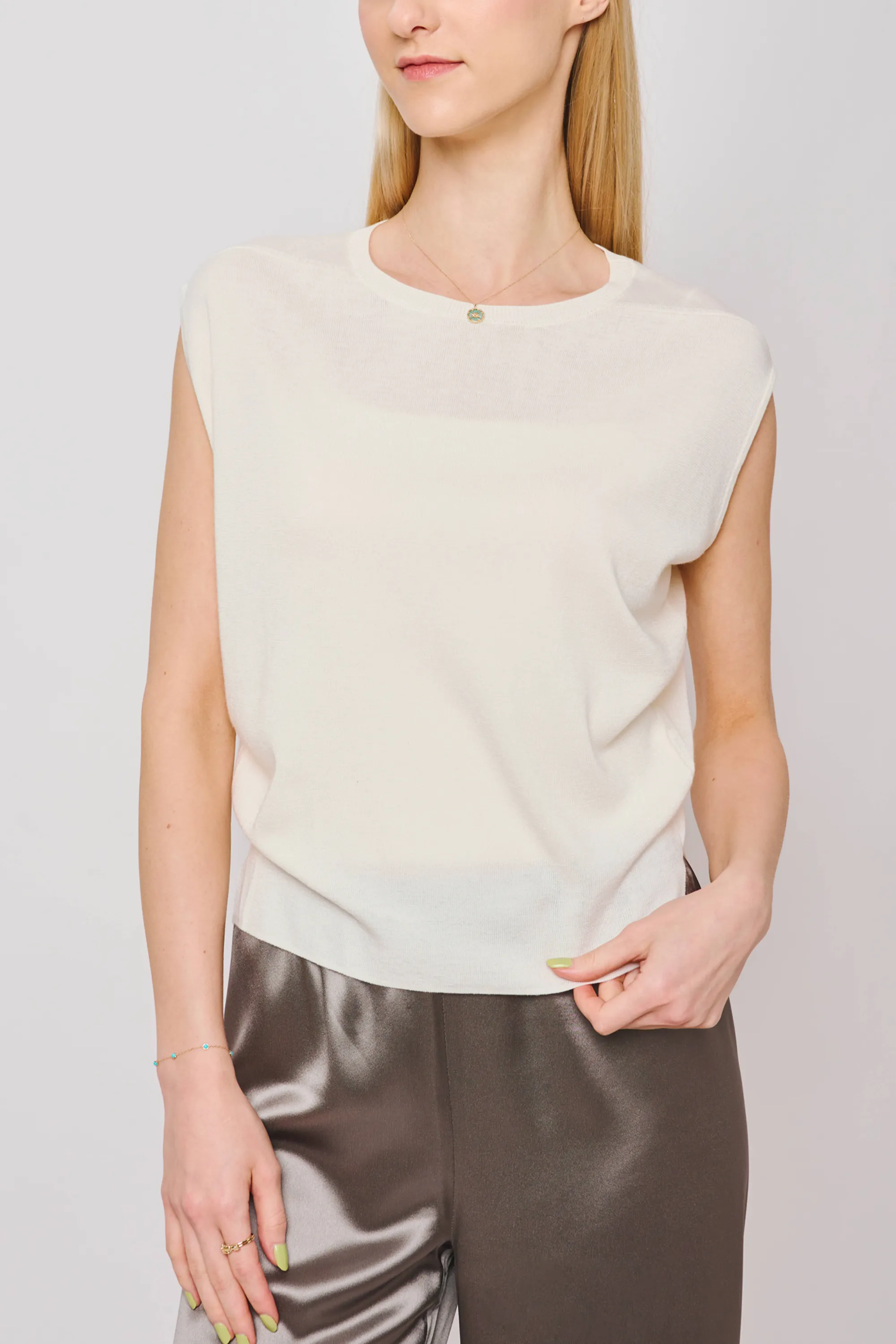 LUCY silk-blended top (White)