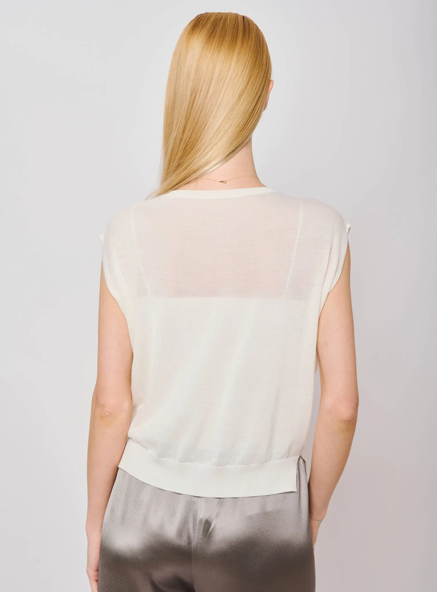 LUCY silk-blended top (White)