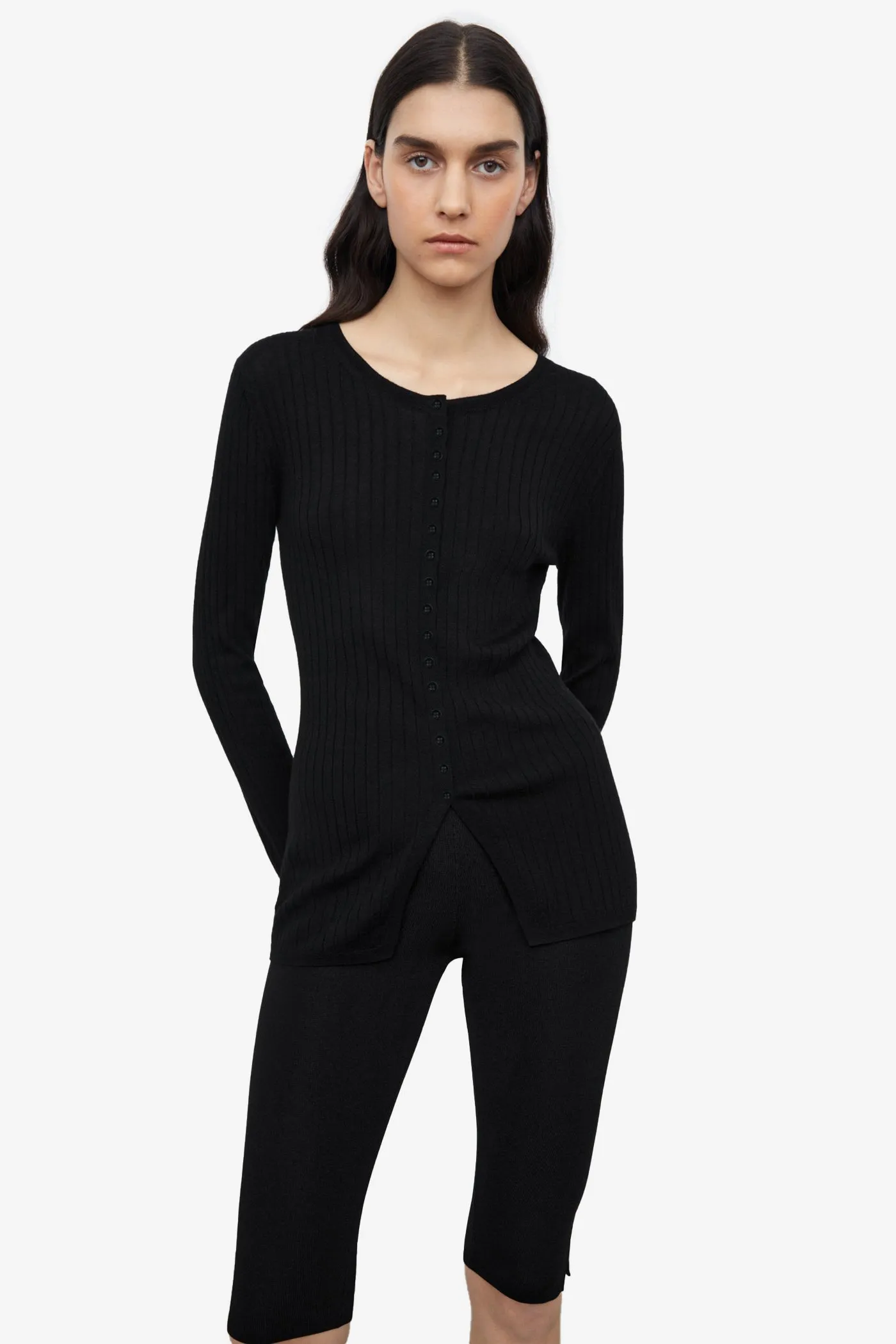 Mercerized Cardigan - Black