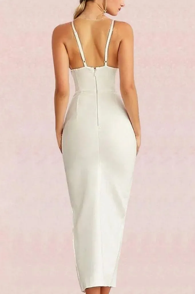 Milan Bandage Midi Dress - Pearl White