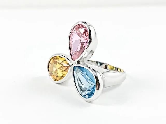 Modern Fun 3 Stone Clover Brass Ring