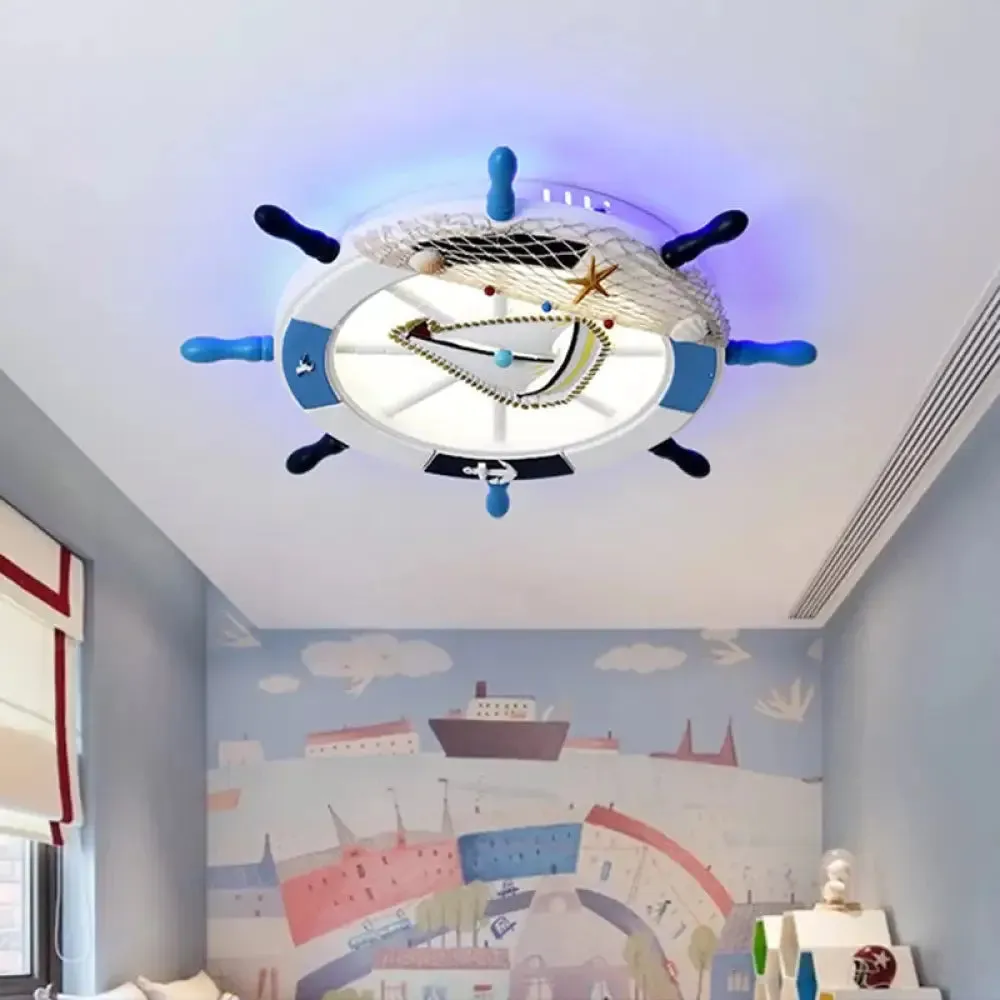 Modern LED Flush Mount Ceiling Light for Child's Mediterranean-Style Bedroom