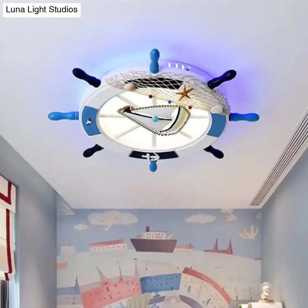 Modern LED Flush Mount Ceiling Light for Child's Mediterranean-Style Bedroom