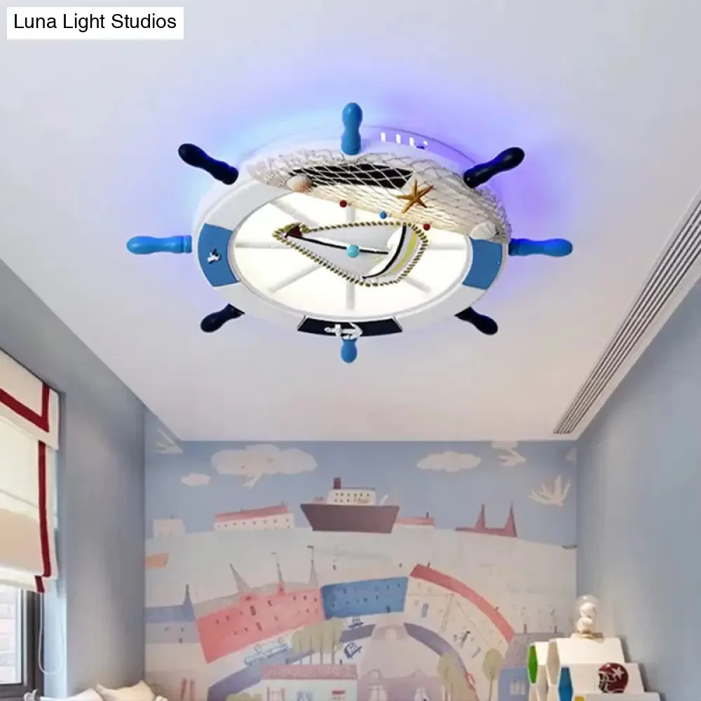 Modern LED Flush Mount Ceiling Light for Child's Mediterranean-Style Bedroom