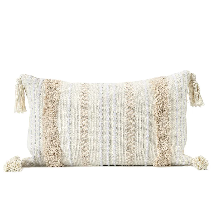 Natural Cotton Linen Tassel Pillow