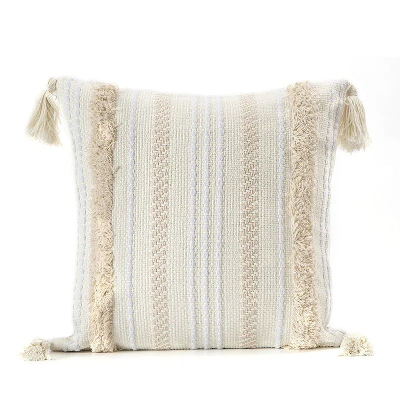 Natural Cotton Linen Tassel Pillow