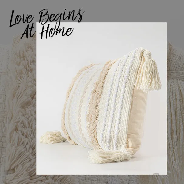 Natural Cotton Linen Tassel Pillow