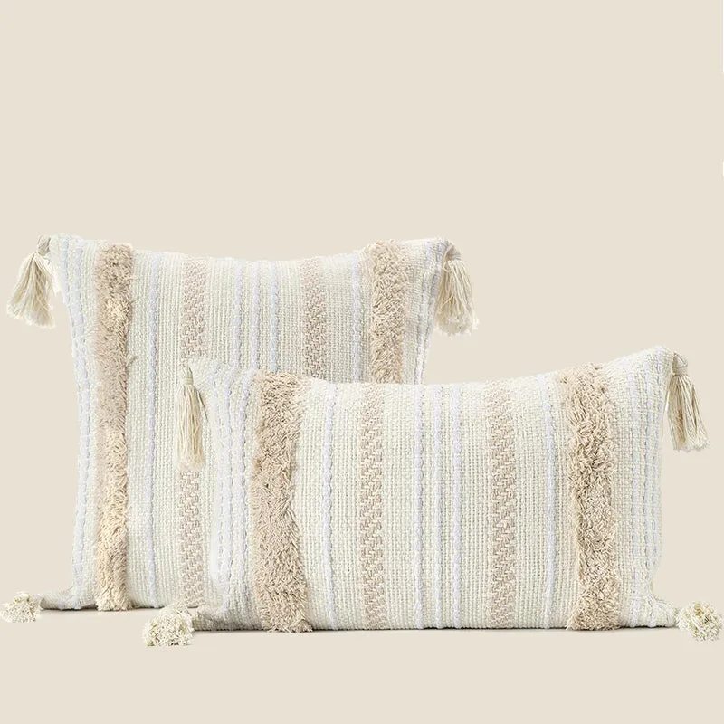 Natural Cotton Linen Tassel Pillow