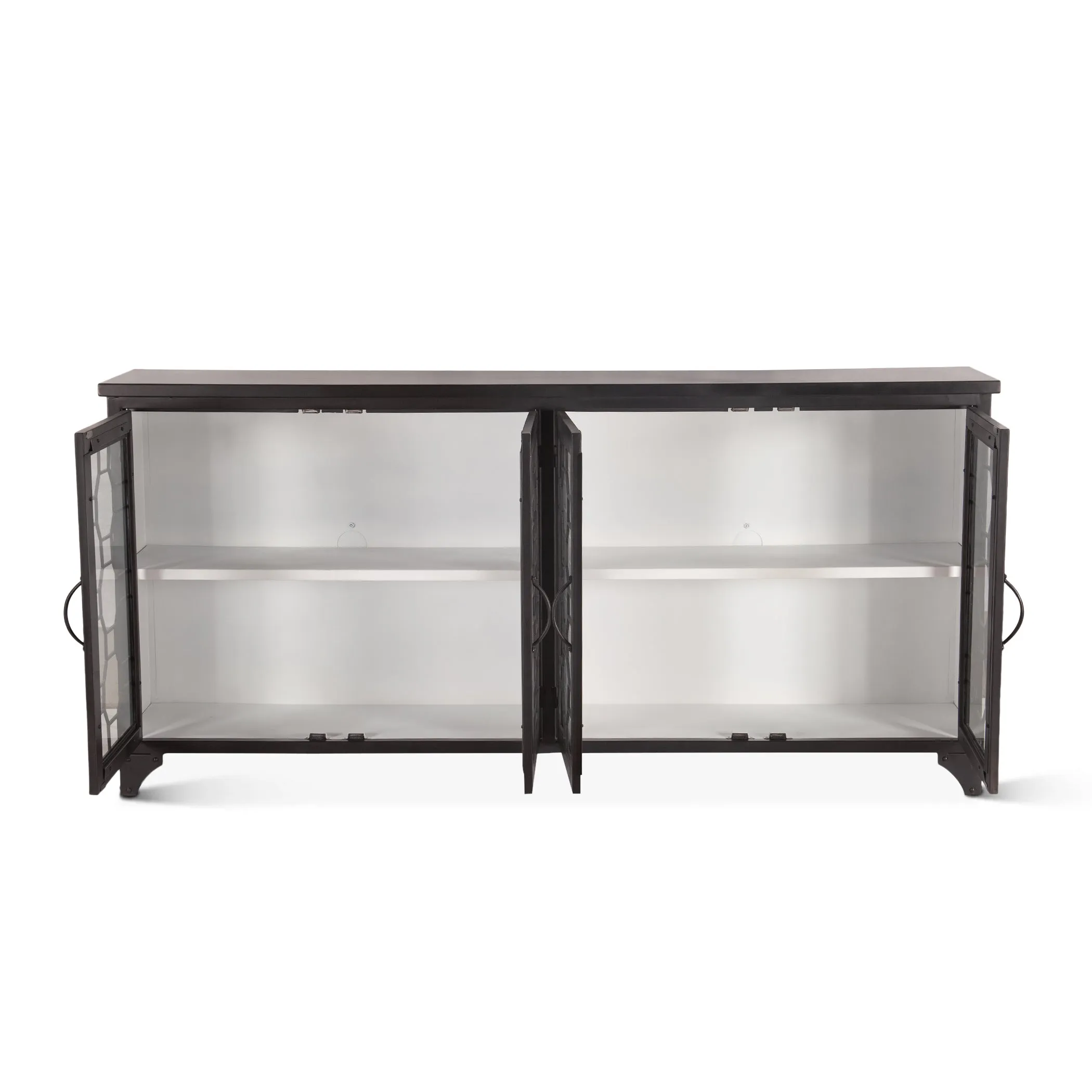Neapolitan 80" Iron and Glass Sideboard in Matte Black