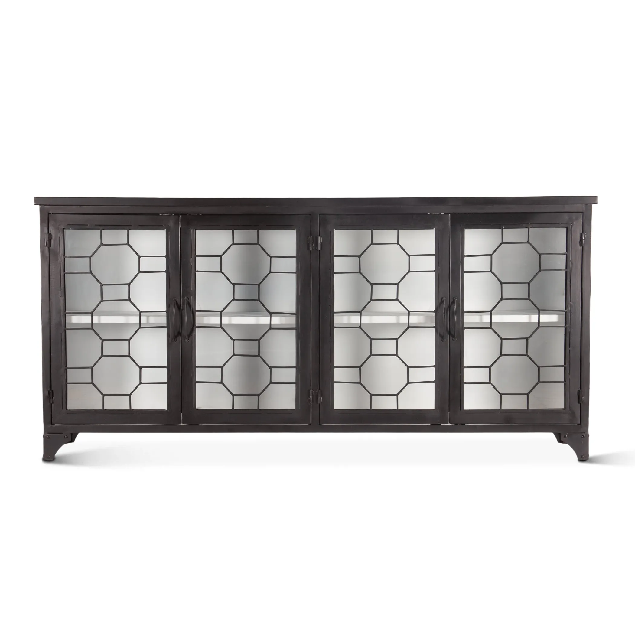 Neapolitan 80" Iron and Glass Sideboard in Matte Black