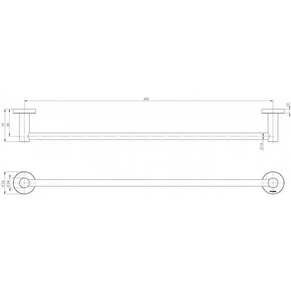 Phoenix Radii Single Towel Rail Round Plate-Matte Black