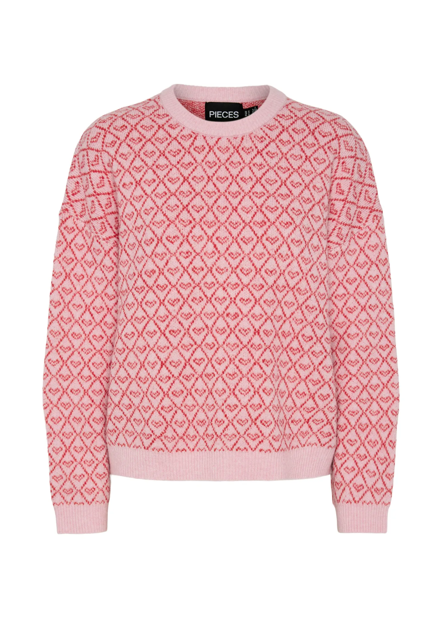 Pieces - Pink Heart Knit Jumper