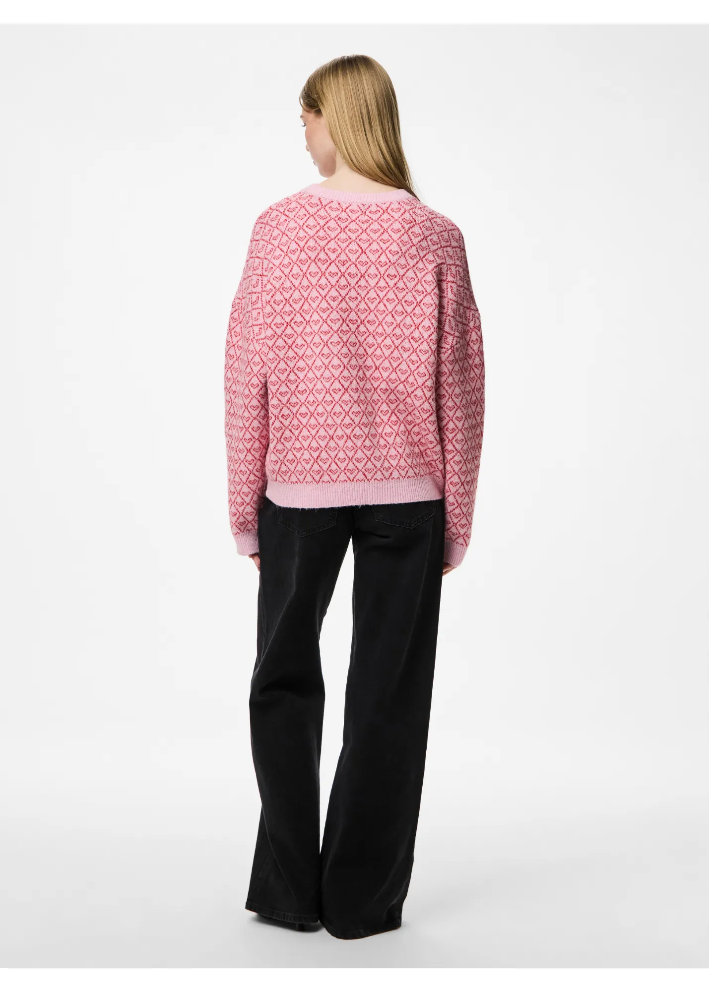 Pieces - Pink Heart Knit Jumper