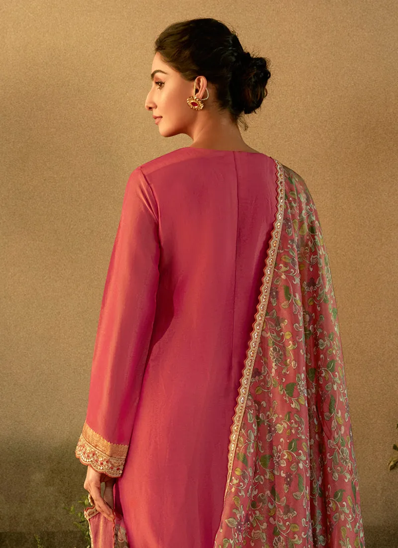 Pink Banarasi Salwar Kameez Suit