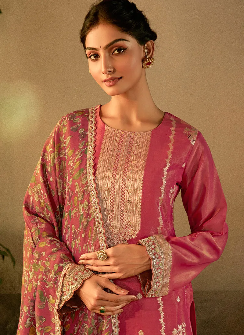 Pink Banarasi Salwar Kameez Suit