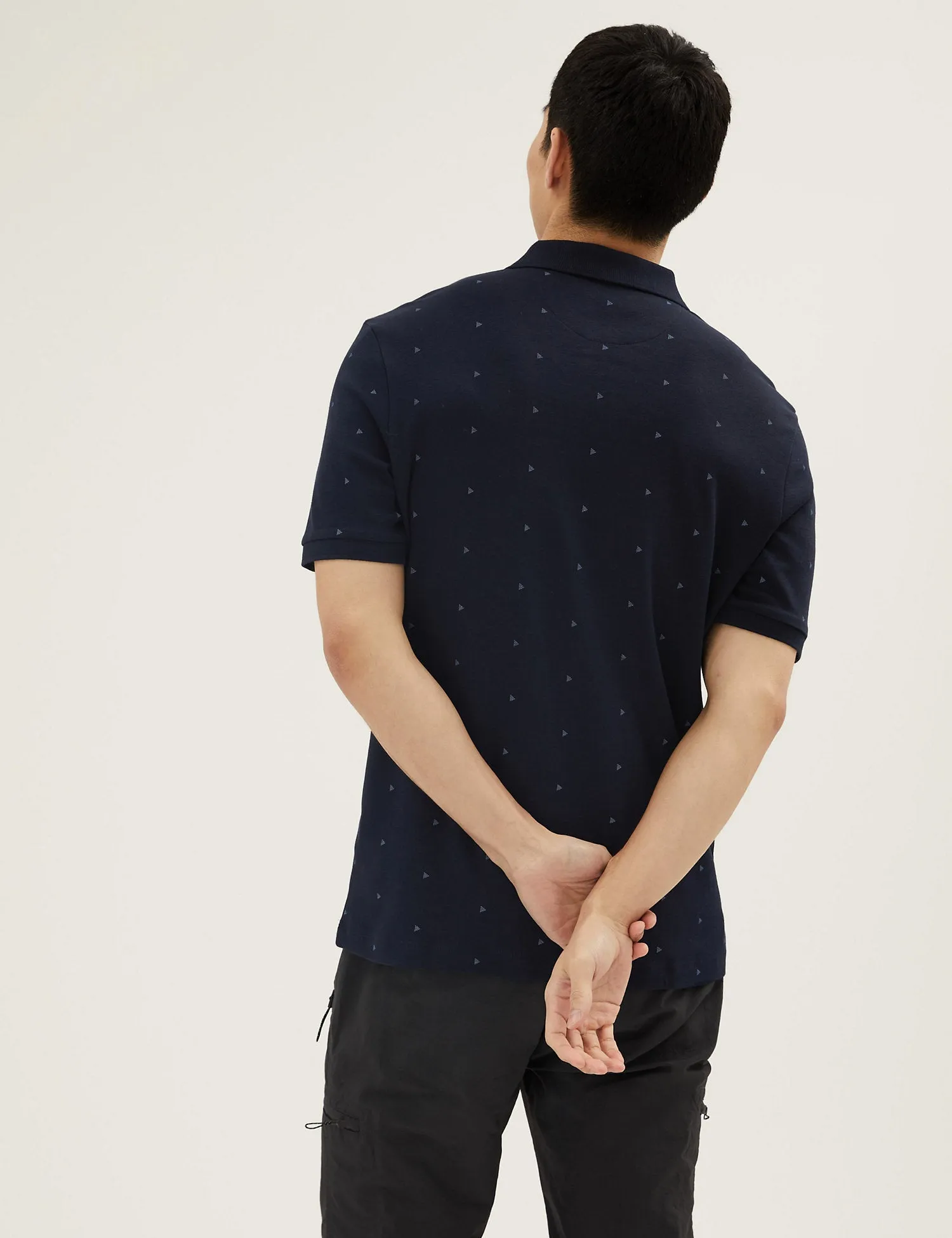Pure Cotton Geometric Polo Shirt
