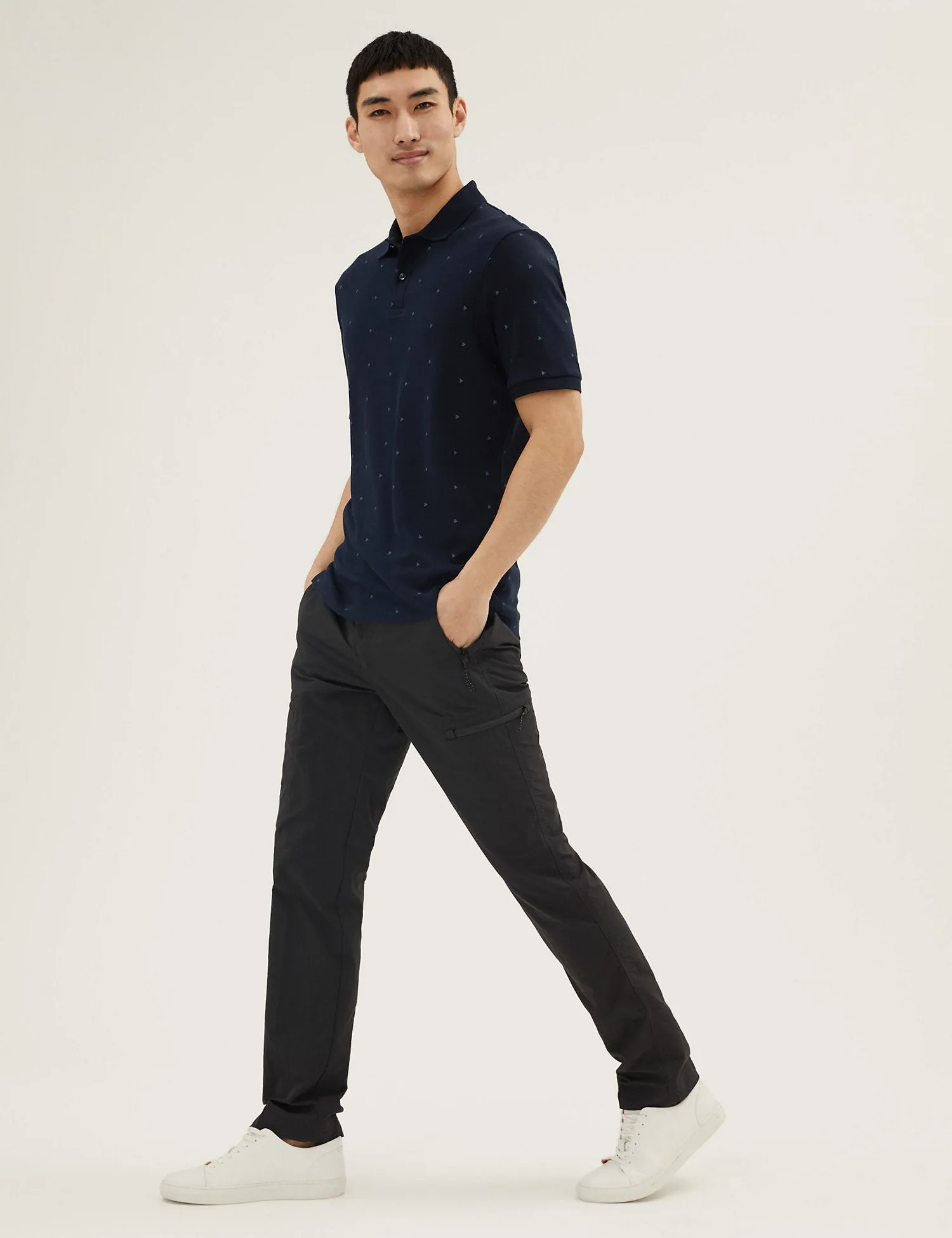 Pure Cotton Geometric Polo Shirt