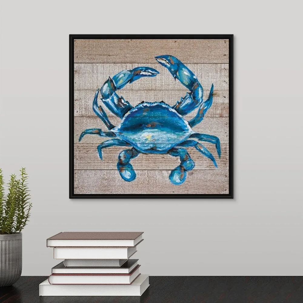 "Blue Crab" Black Float Frame Canvas Art