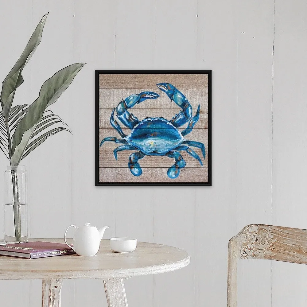 "Blue Crab" Black Float Frame Canvas Art