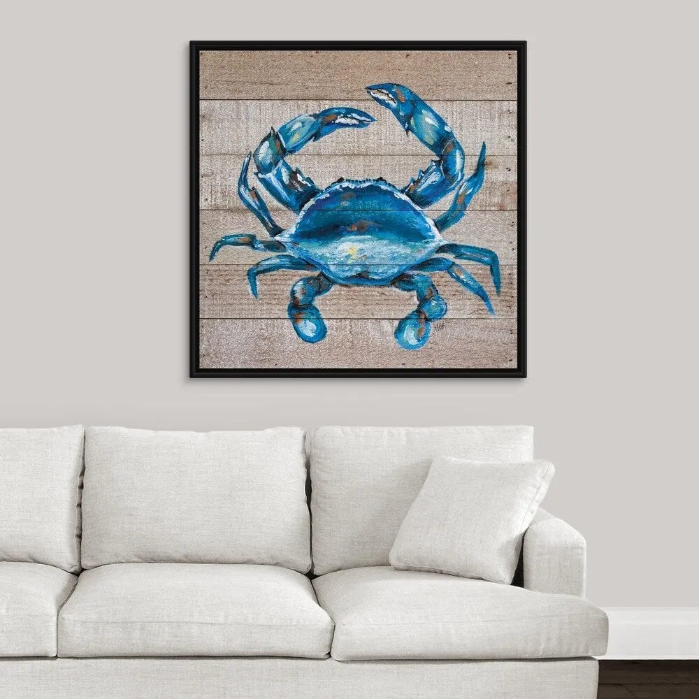 "Blue Crab" Black Float Frame Canvas Art