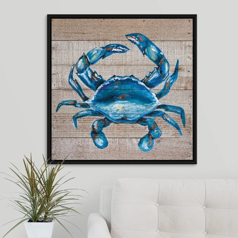 "Blue Crab" Black Float Frame Canvas Art