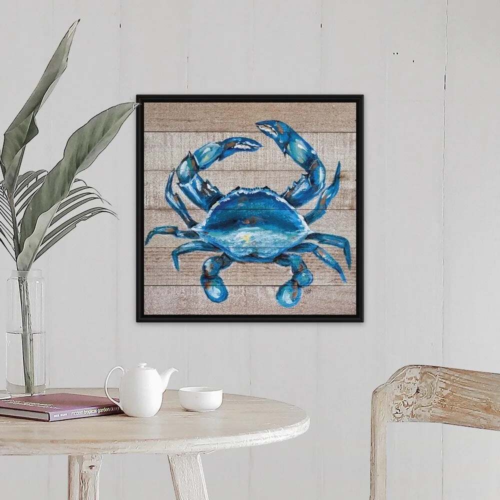 "Blue Crab" Black Float Frame Canvas Art