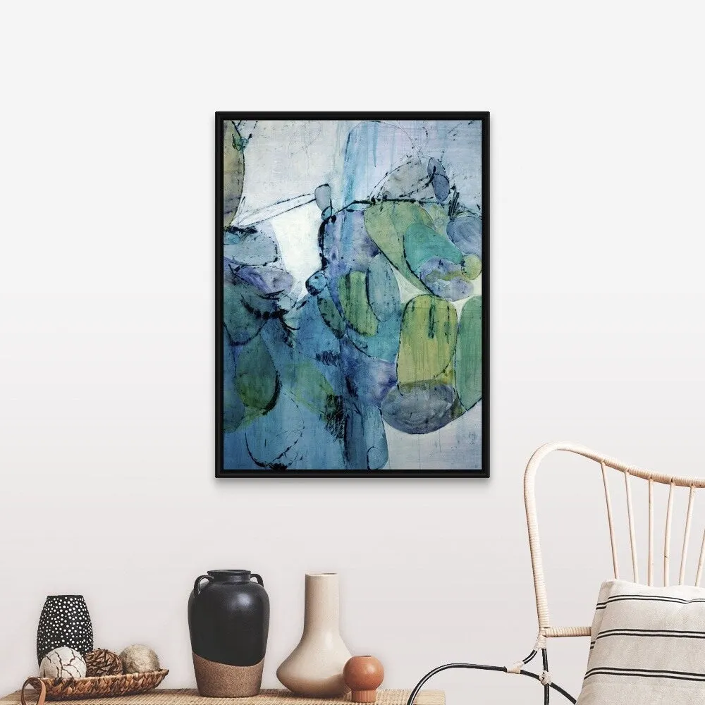 "Blue Tones" Black Float Frame Canvas Art