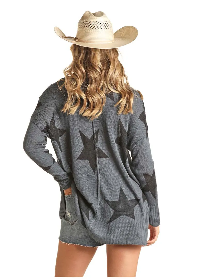 Rock & Roll Denim Ladies Sweater w/ Star Design
