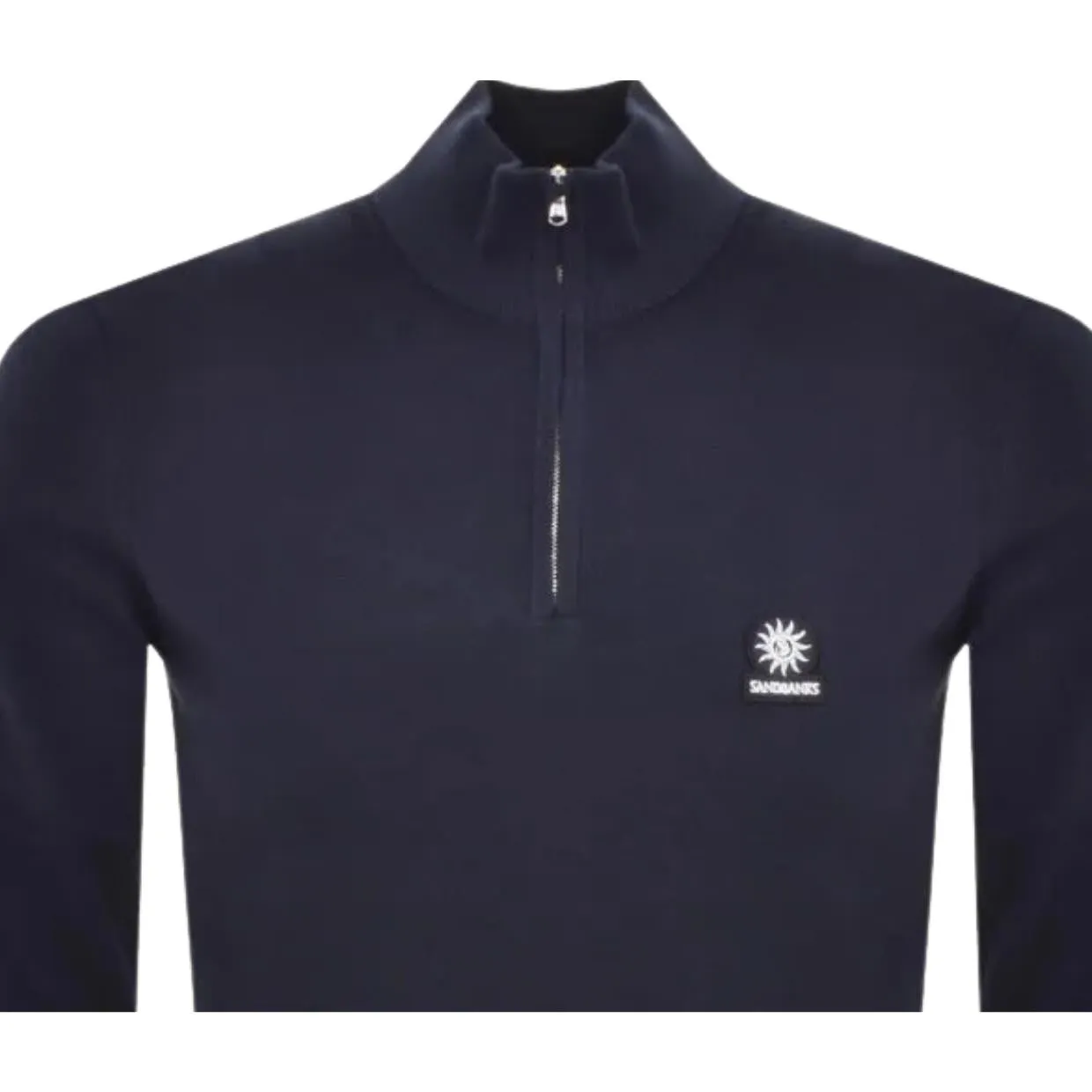 Sandbanks Logo Badge Navy Half Zip Sweatshirt