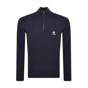 Sandbanks Logo Badge Navy Half Zip Sweatshirt