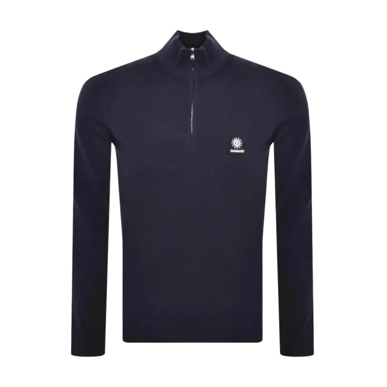 Sandbanks Logo Badge Navy Half Zip Sweatshirt
