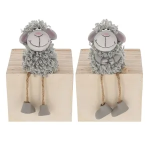 Shaggy Grey 16cm Sheep Dangle Small