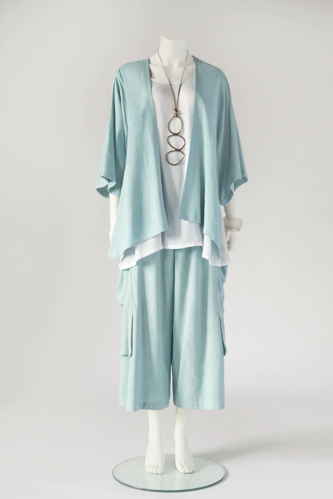 Short Kimono Jacket in Evian Papyrus