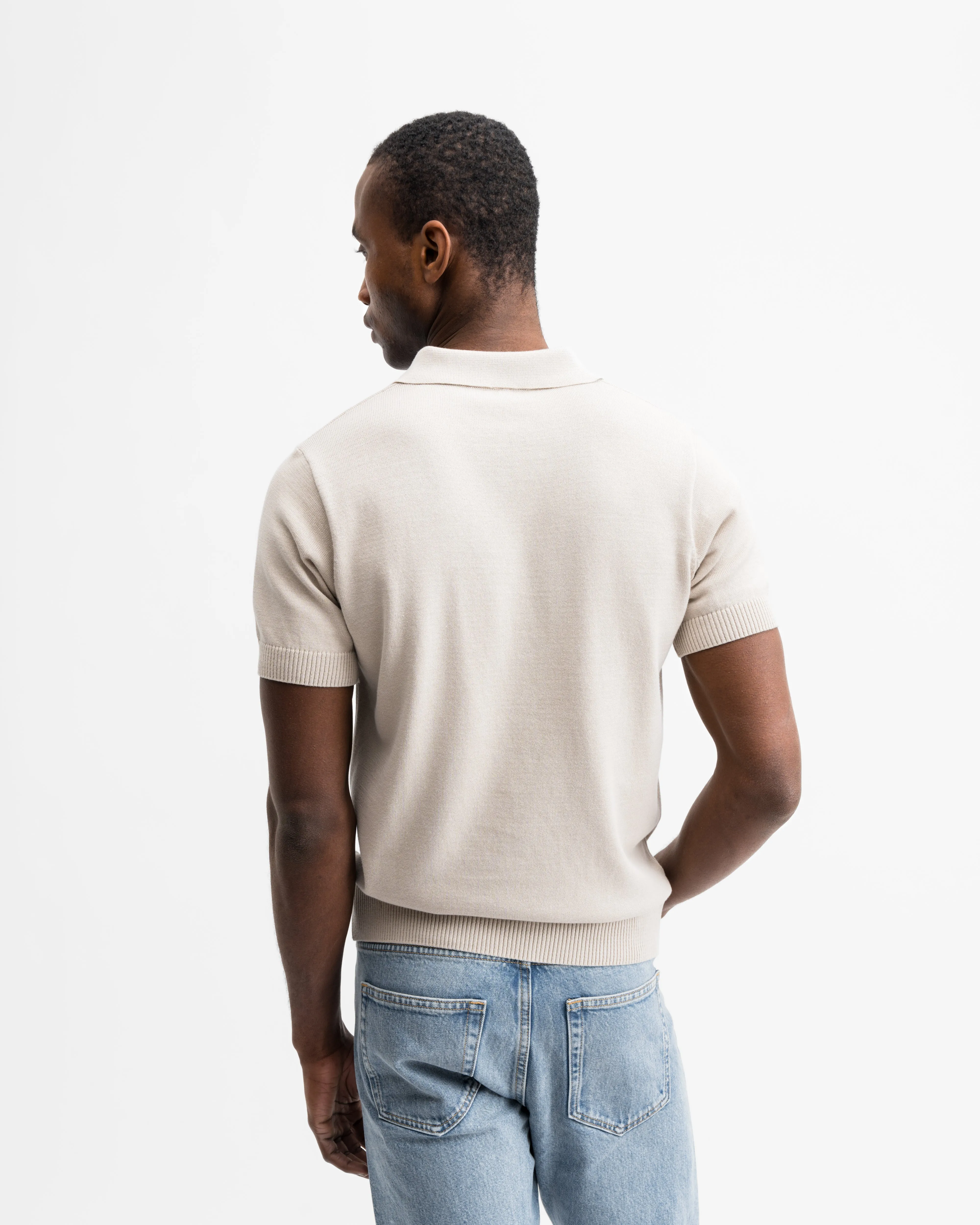 Short Sleeve Knit polo Light Beige