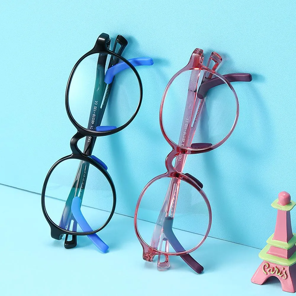 Smart - (Age 5-13)Children Non-slip Blue Light Blocking Glasses-Transparent Light Red