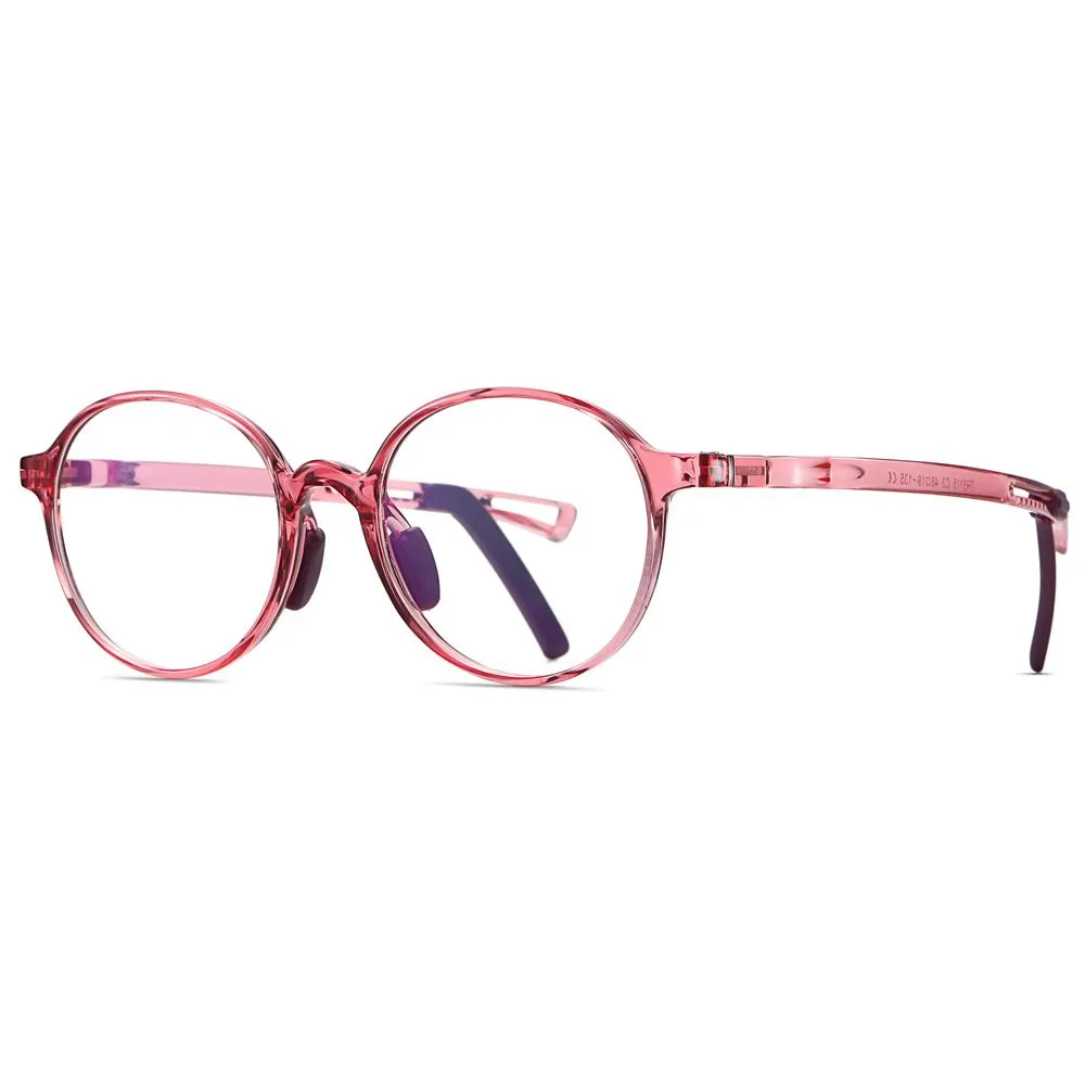 Smart - (Age 5-13)Children Non-slip Blue Light Blocking Glasses-Transparent Light Red