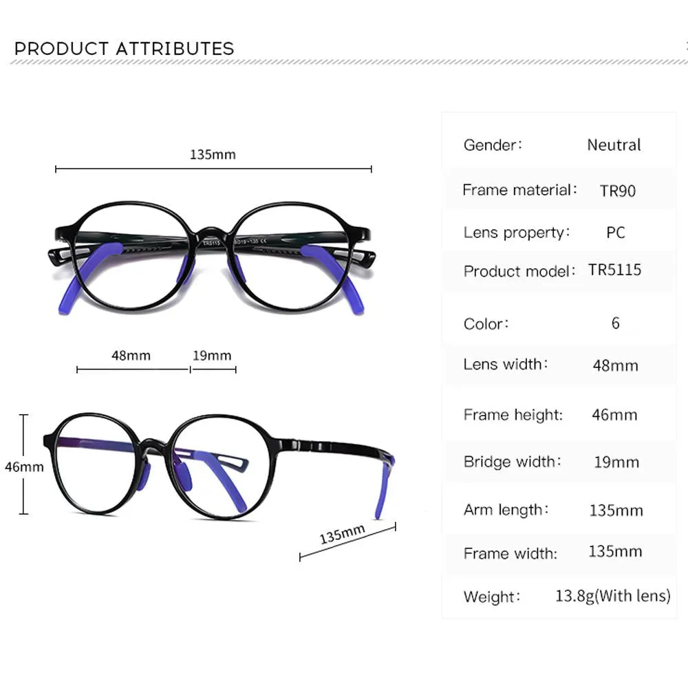 Smart - (Age 5-13)Children Non-slip Blue Light Blocking Glasses-Transparent Light Red