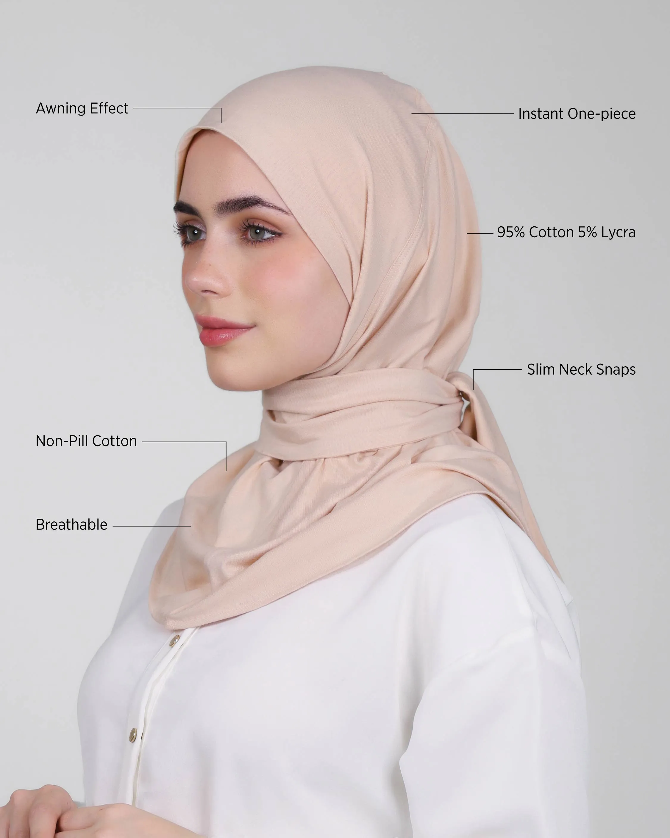 Snap Hijab-Plain Jersey Cotton