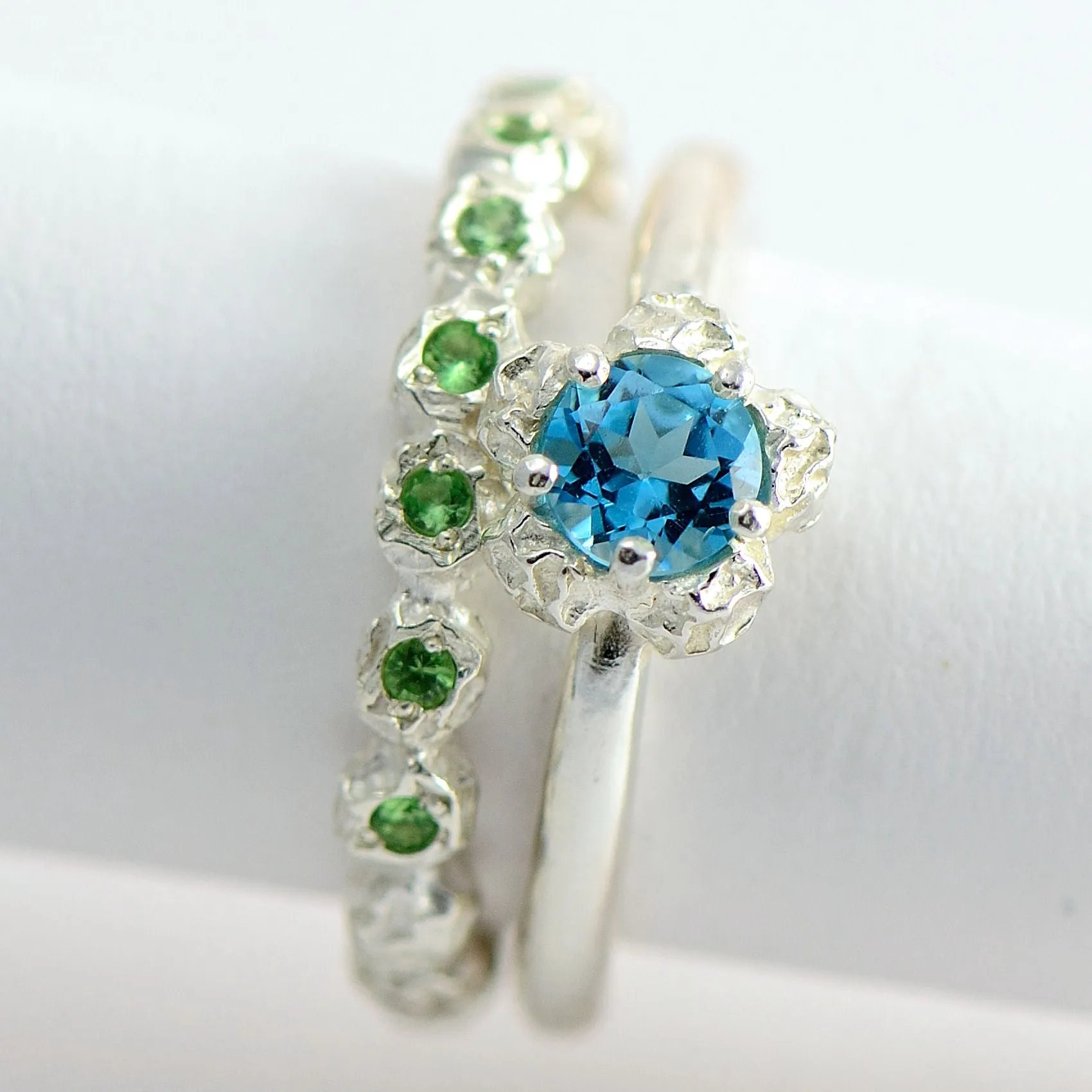 Solitaire floral ring design, delicate peppercorn, engagement ring