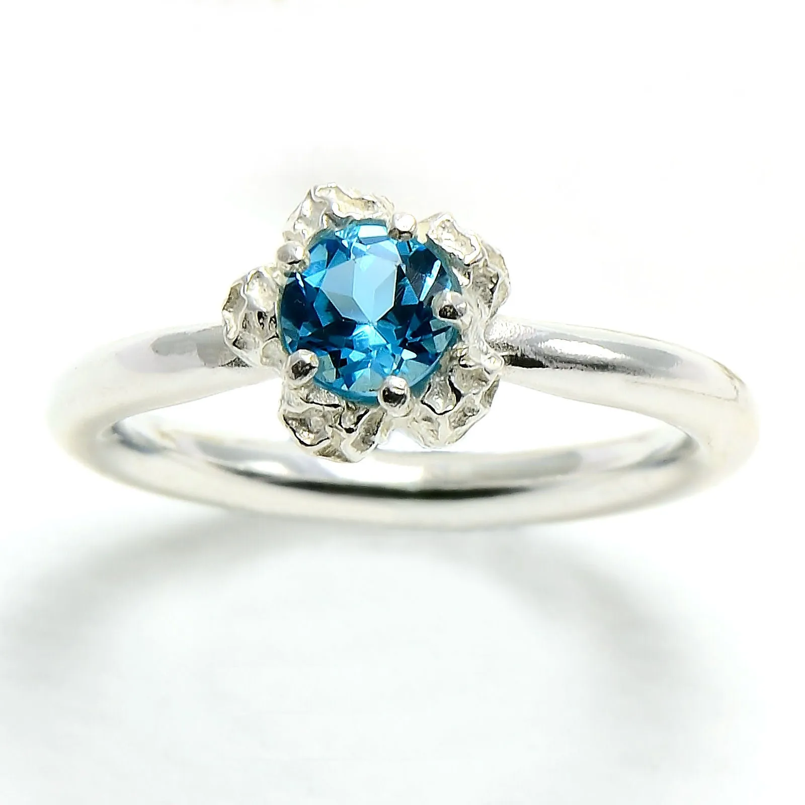 Solitaire floral ring design, delicate peppercorn, engagement ring