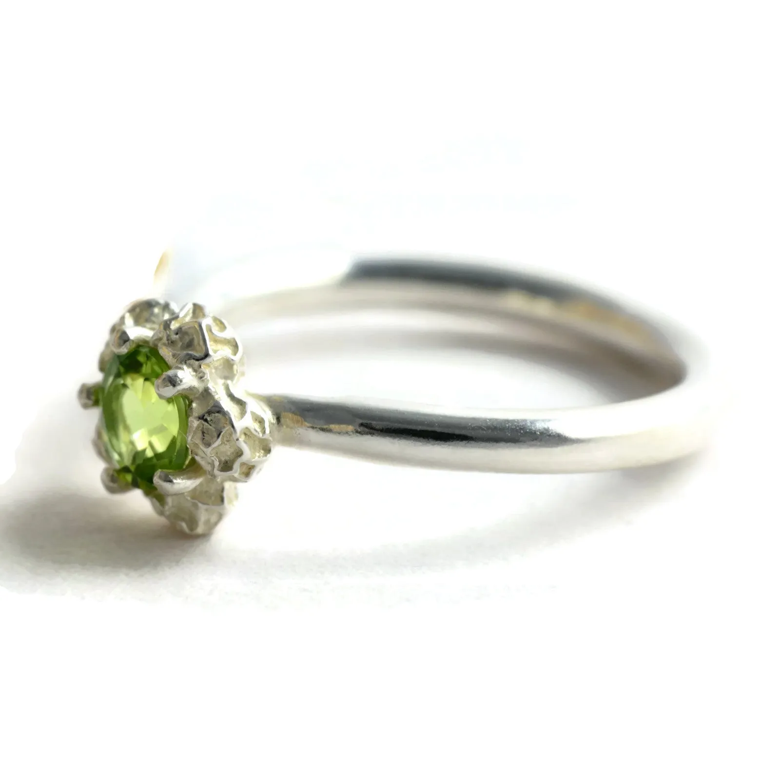 Solitaire floral ring design, delicate peppercorn, engagement ring