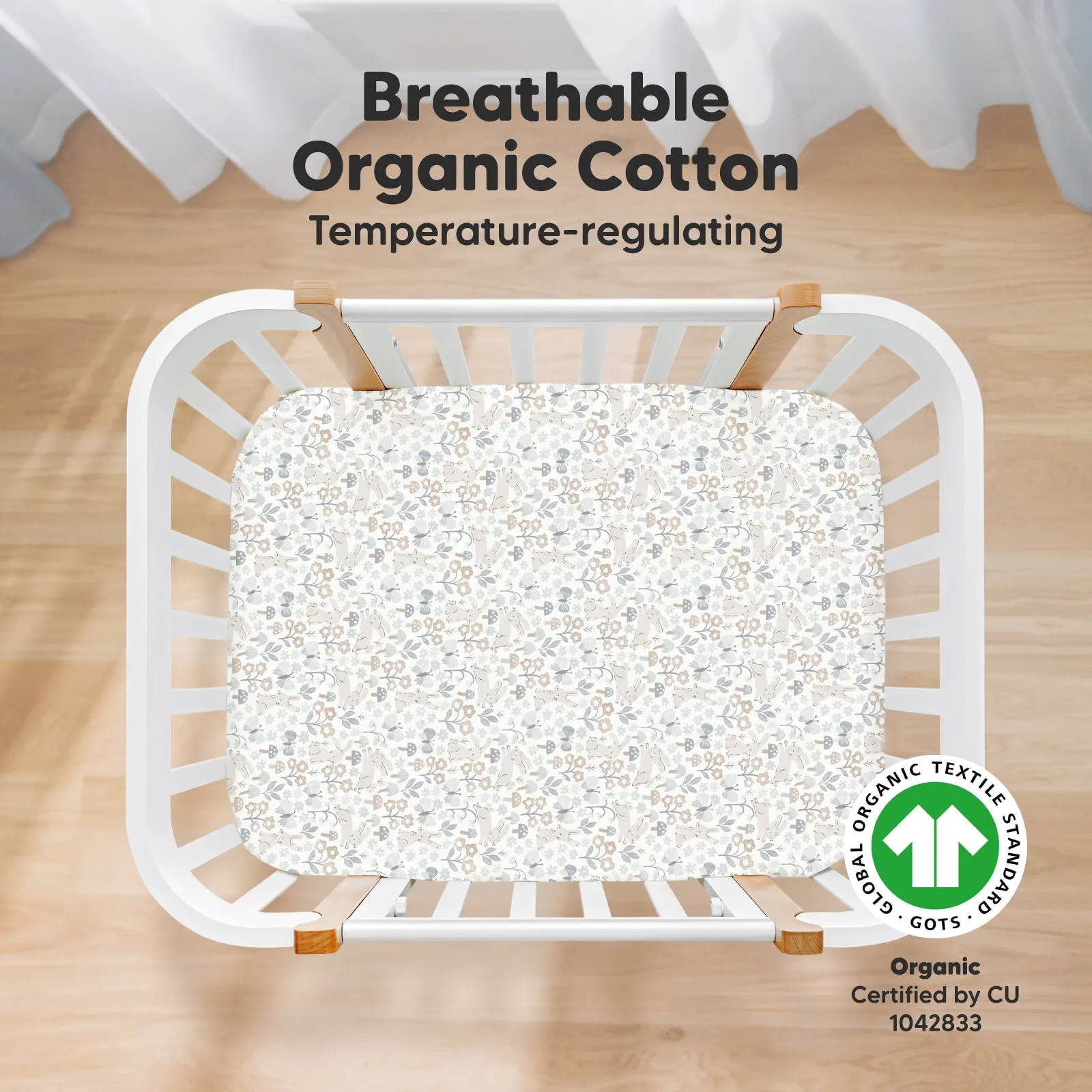 Soothe Fitted Mini Crib Sheet (Prairie)