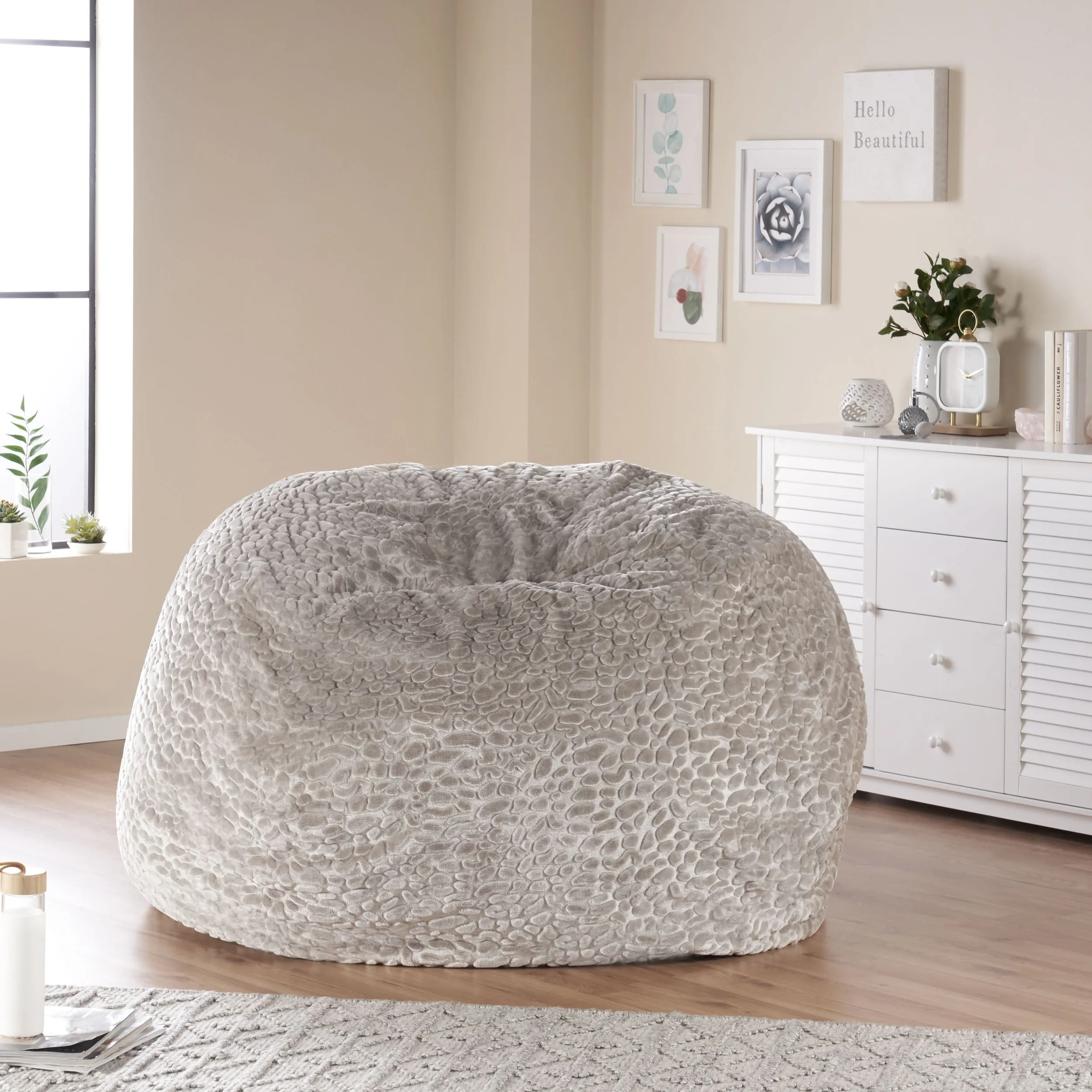 Terrell Schley Modern Glam 5 Foot Short Faux Fur Bean Bag
