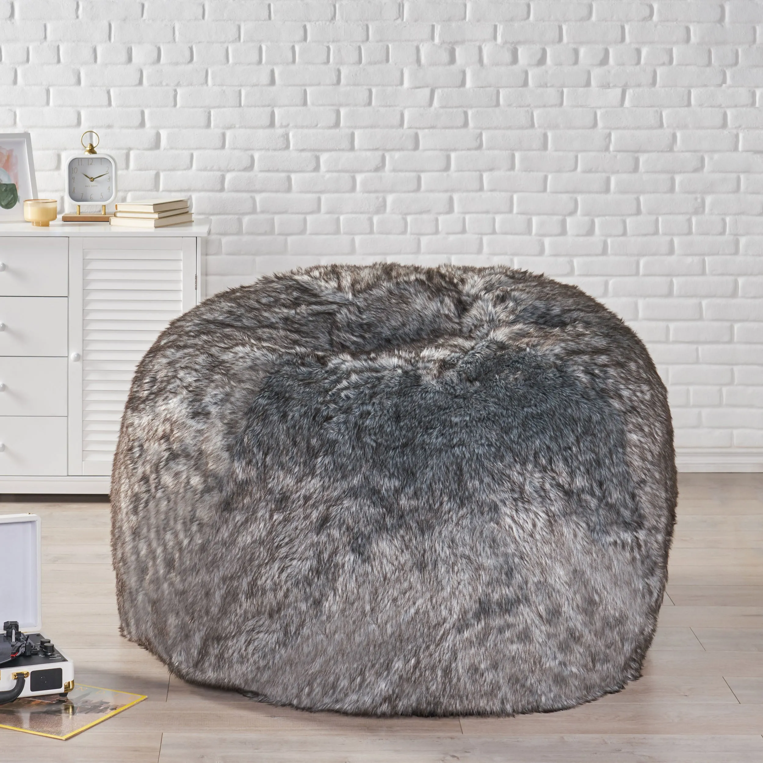 Terrell Schley Modern Glam 5 Foot Short Faux Fur Bean Bag