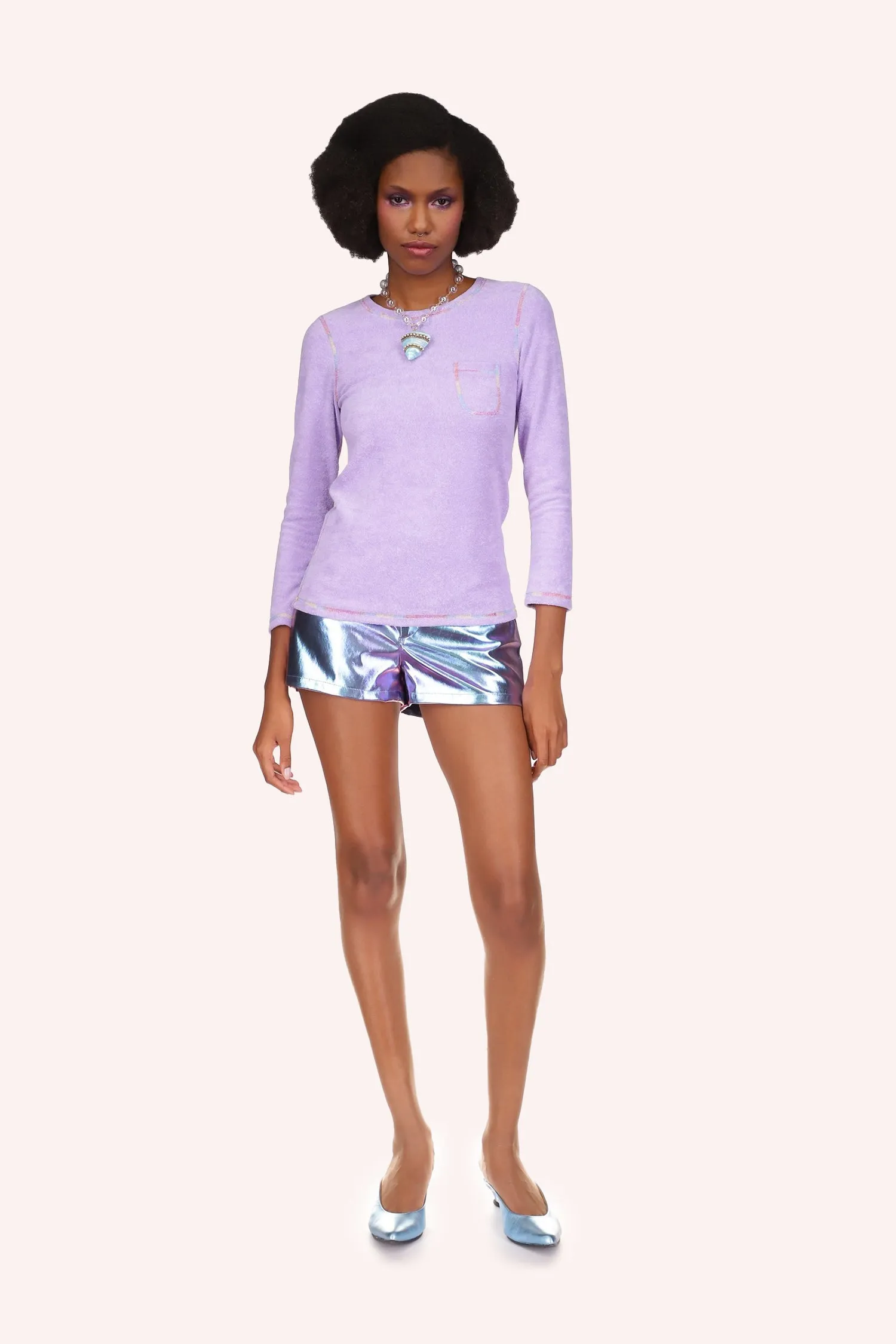 Terrycloth Long Sleeve Top