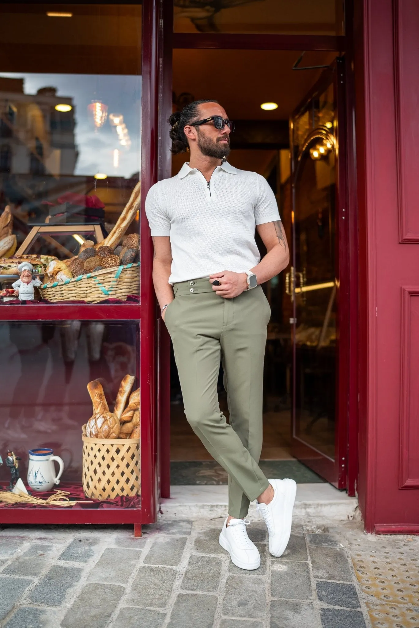 Volta Zippered Collar White T-Shirt
