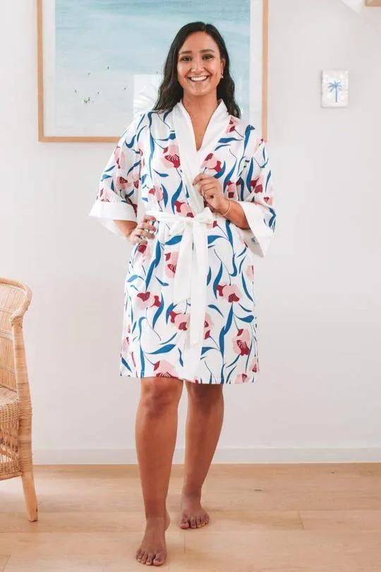 White Floral Bridal Robe