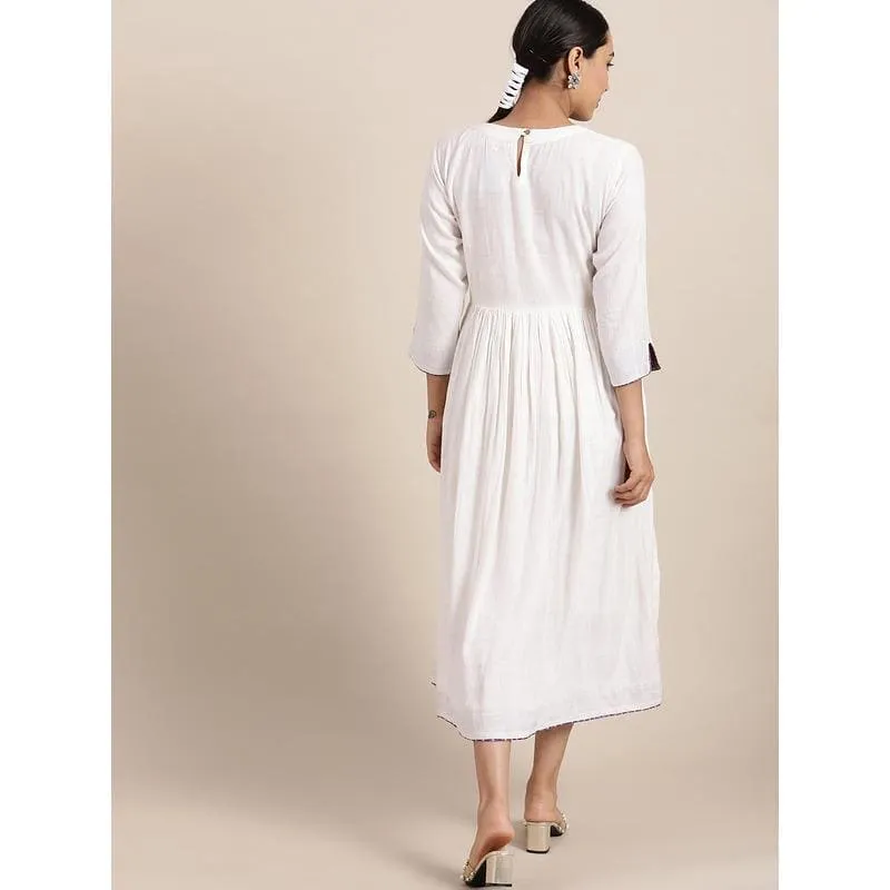 White Floral Embroidered Dress