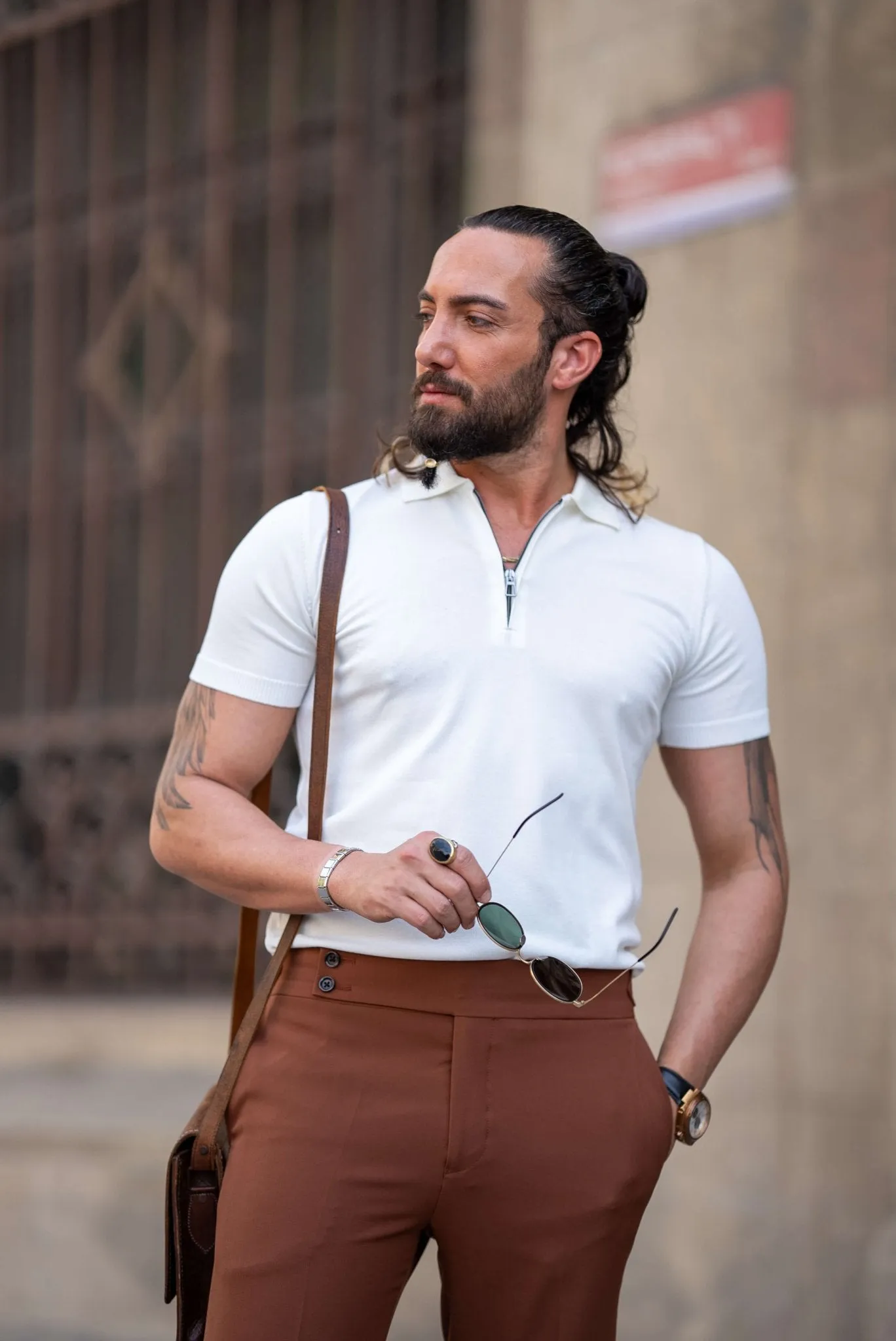 White Zipper Collar KnitWear